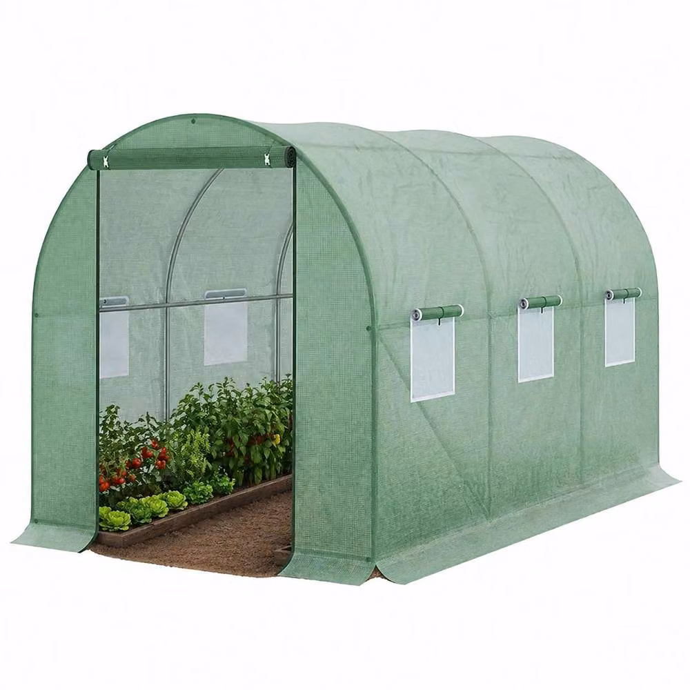 Neo Garden Green Walk-In Polytunnel Greenhouse, W: 300 cm, D: 200 cm, H: 200 cm – 6