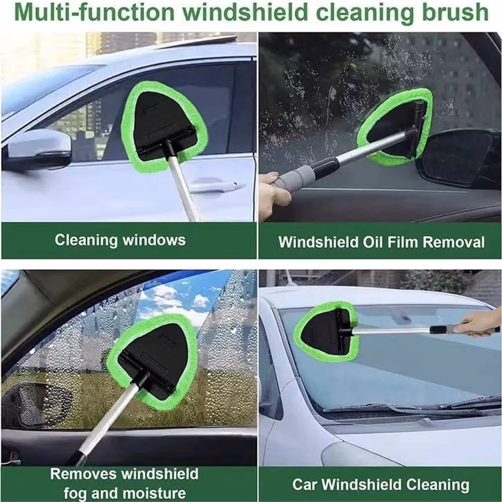 VOGREX Extendable Car Window Glass Cleaner and Windshield Wiper Brush Set in Green – 3