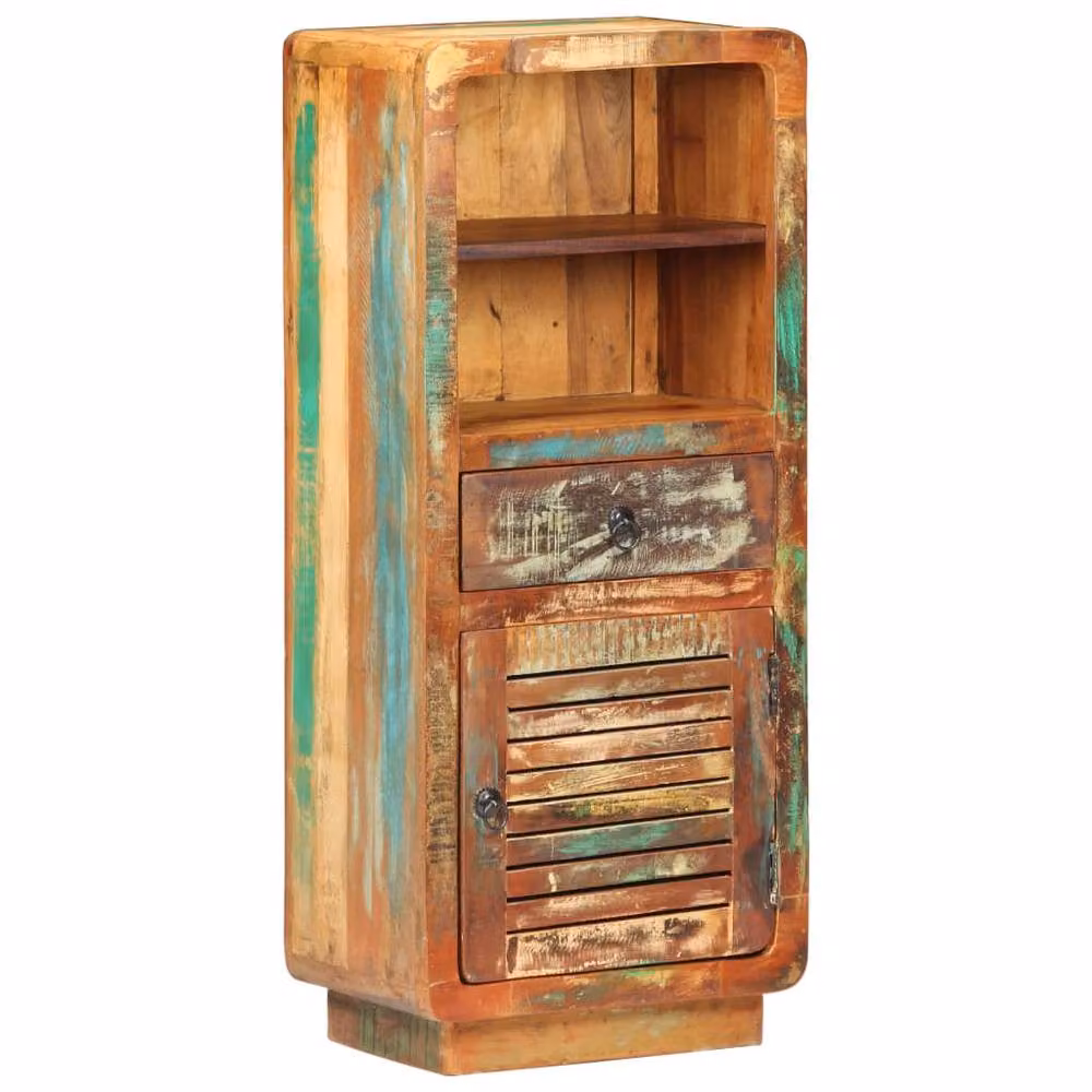 Berkfield Home Highboard in Multicolour Solid Reclaimed Teak and Mango Wood, W/D/H: 45 x 32 x 110 cm – 2