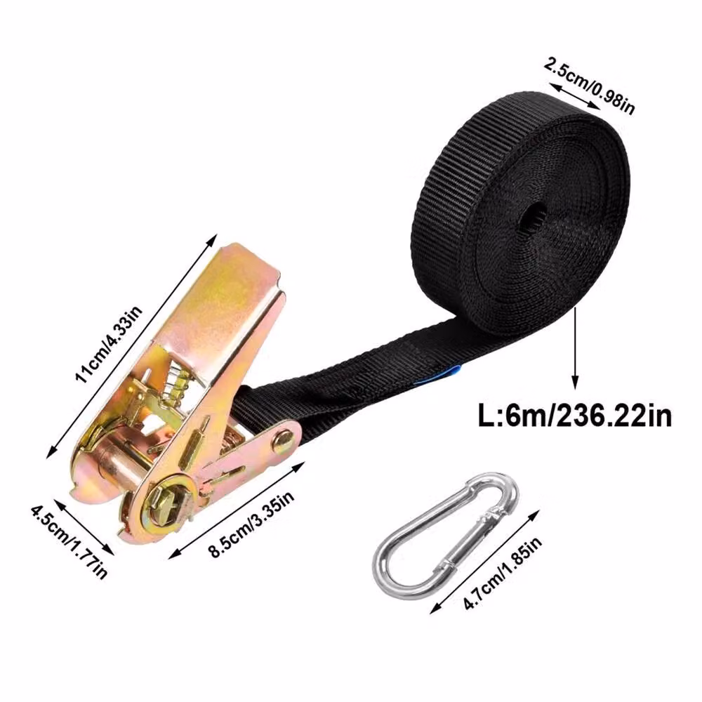 Nordara 4 Pack Black Ratchet Lashing Straps, 25mm x 6m, 800kg Capacity – 2