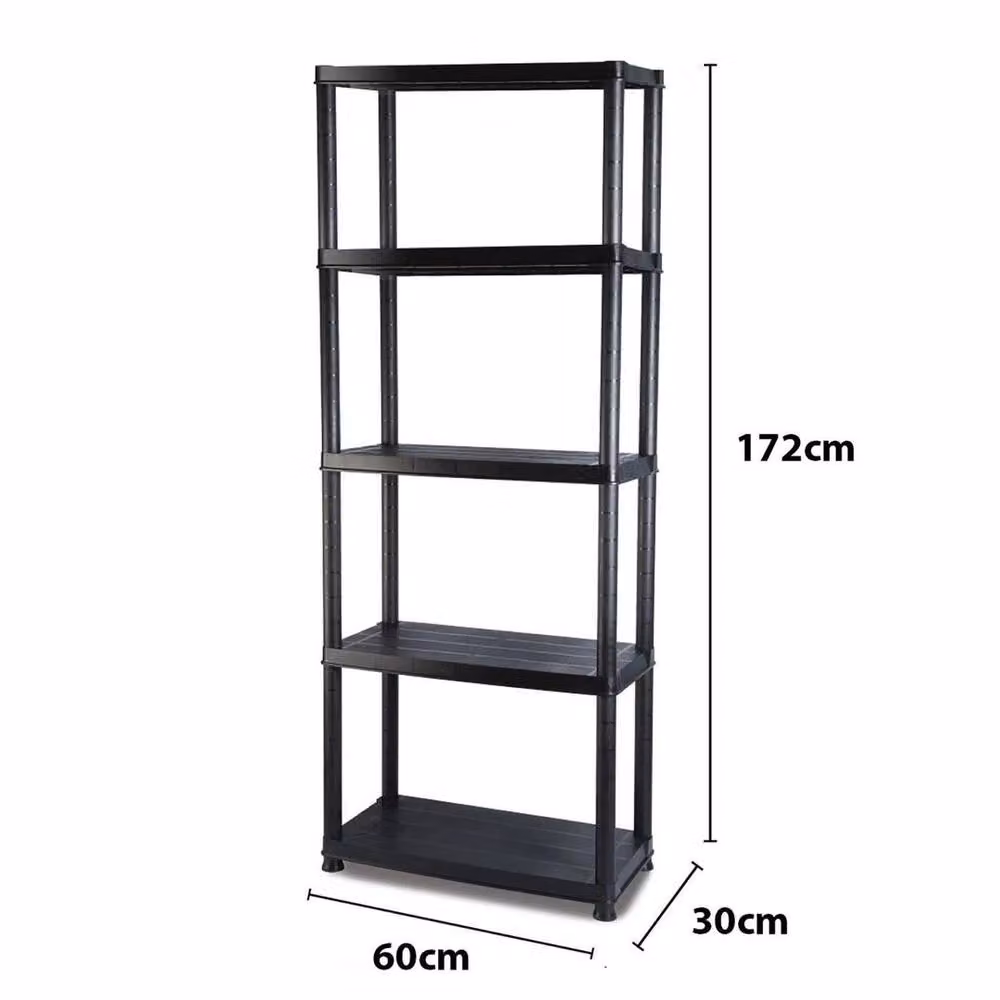 NESTLUNE 5 Tier Black Plastic Shelving Rack Unit, W/D/H: 100 x 15 x 15 cm – 2