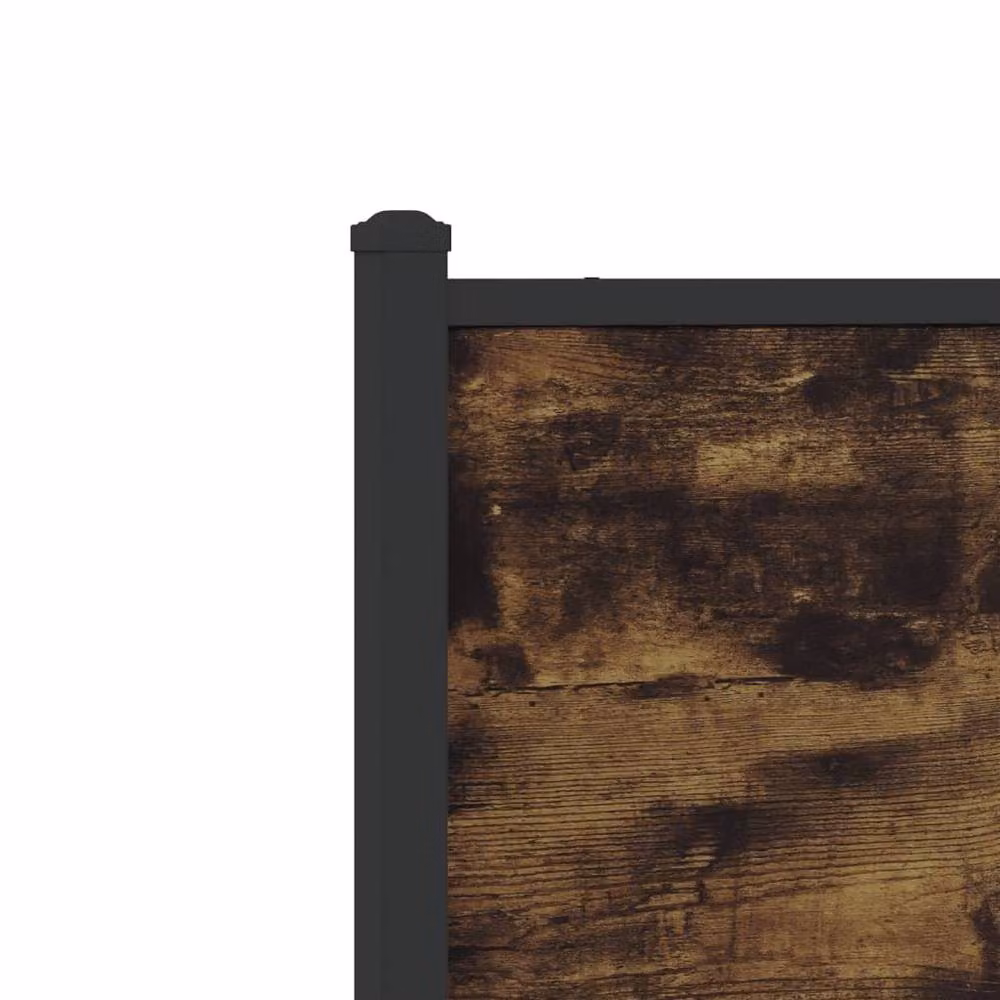 Berkfield Home Metal and Wood Bed Frame in Smoked Oak Brown, W/D/H: 150 x 200 cm King Size – 5