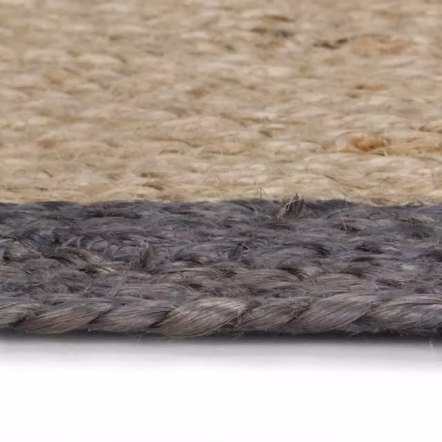Berkfield Home Handmade Braided Jute Round Rug in Natural with Dark Grey Border, Diameter: 100 cm – 1