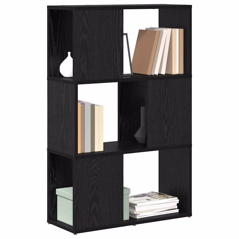 Berkfield Modern Black Oak Home Entertainment Centre in Engineered Wood, W/D/H: 60 x 24 x 94 cm – 2