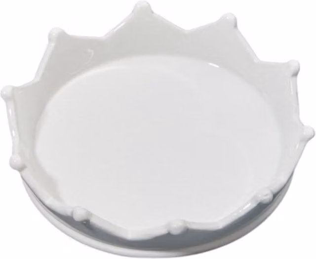 Four Candle White Ceramic Crown Decorative Tray, Diameter: 19 cm