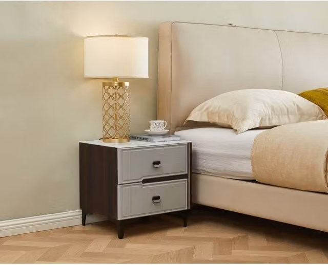 7seas 2 Drawer Bedside Table with Metal Legs in Grey, W: 48 cm, D: 39 cm, H: 46.5 cm – 1