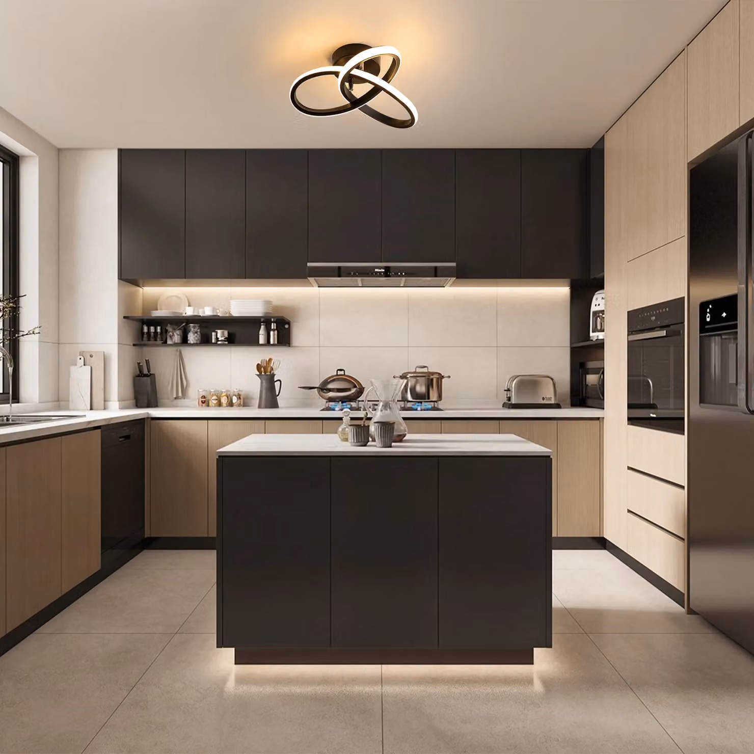 COMELY Modern 22W LED Ceiling Light in Black with Warm White 3000K Illumination – 7