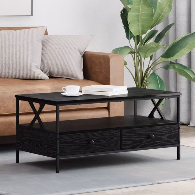 Berkfield Home Black Oak Coffee Table, W/D/H: 100 x 51 x 45 cm