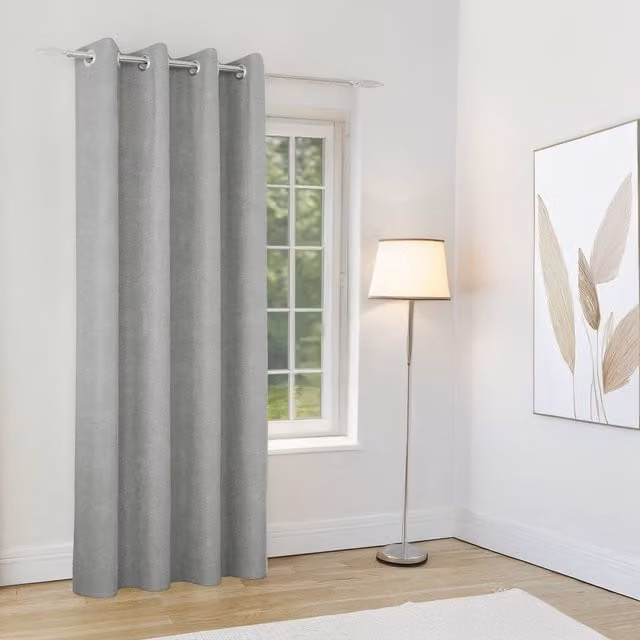 Enhanced Living Knightsbridge Grey Chenille Thermal Blackout Eyelet Door Curtain