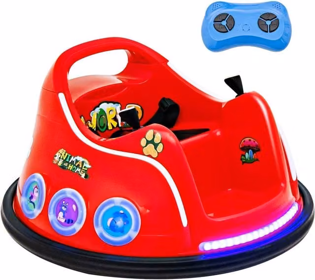 Costway Kids Electric Ride on Waltzer Car with Light and Sound, Red