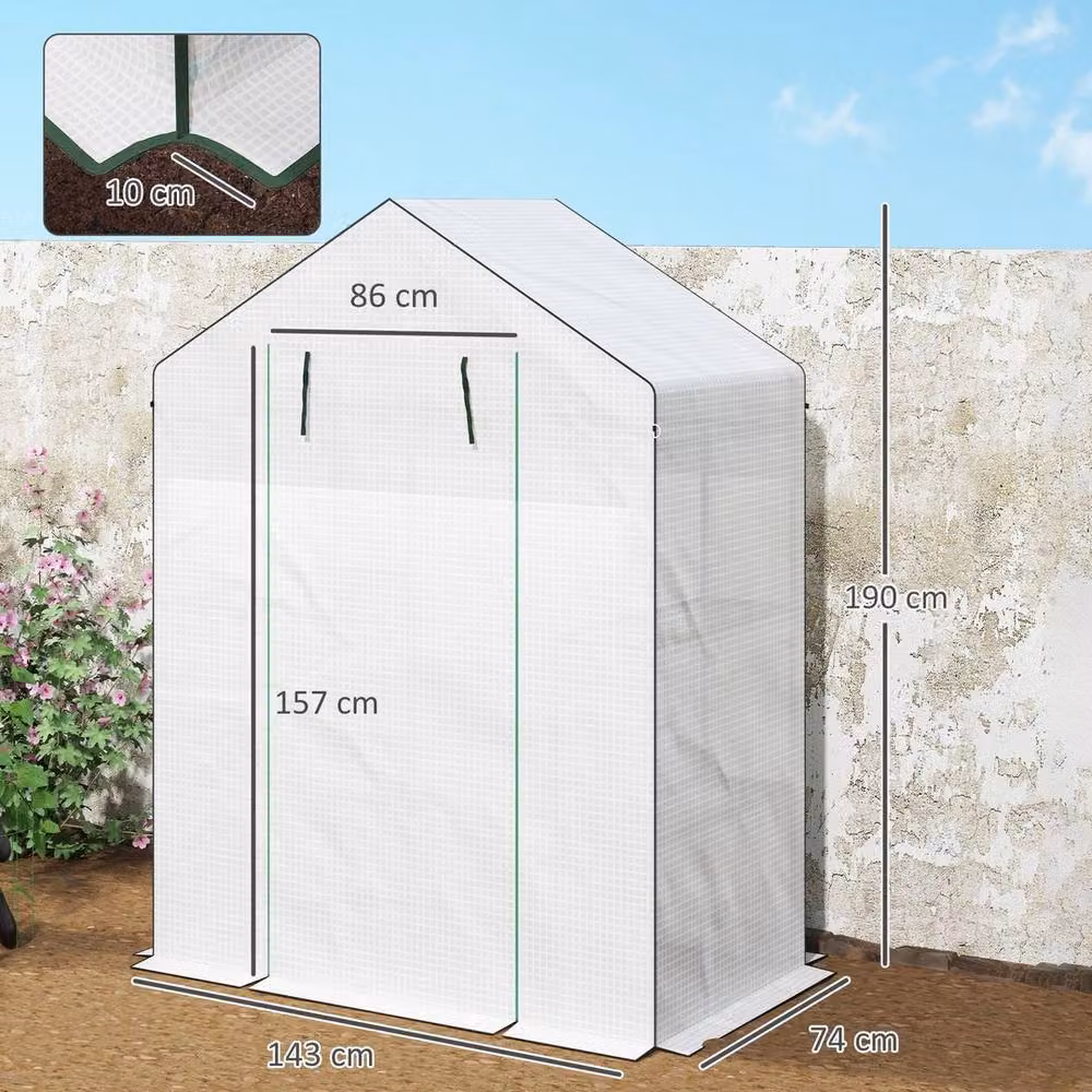 EONLION Walk-in Greenhouse with 4 Shelves in White – 2
