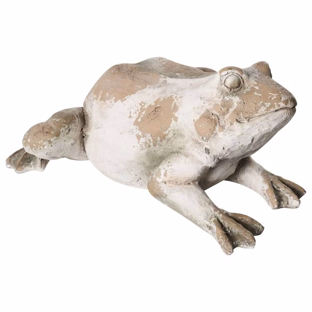 Wyld and Coco Beige Ceramic Frog Garden Figurine, H 36 x W 50 x D 23 cm – 2