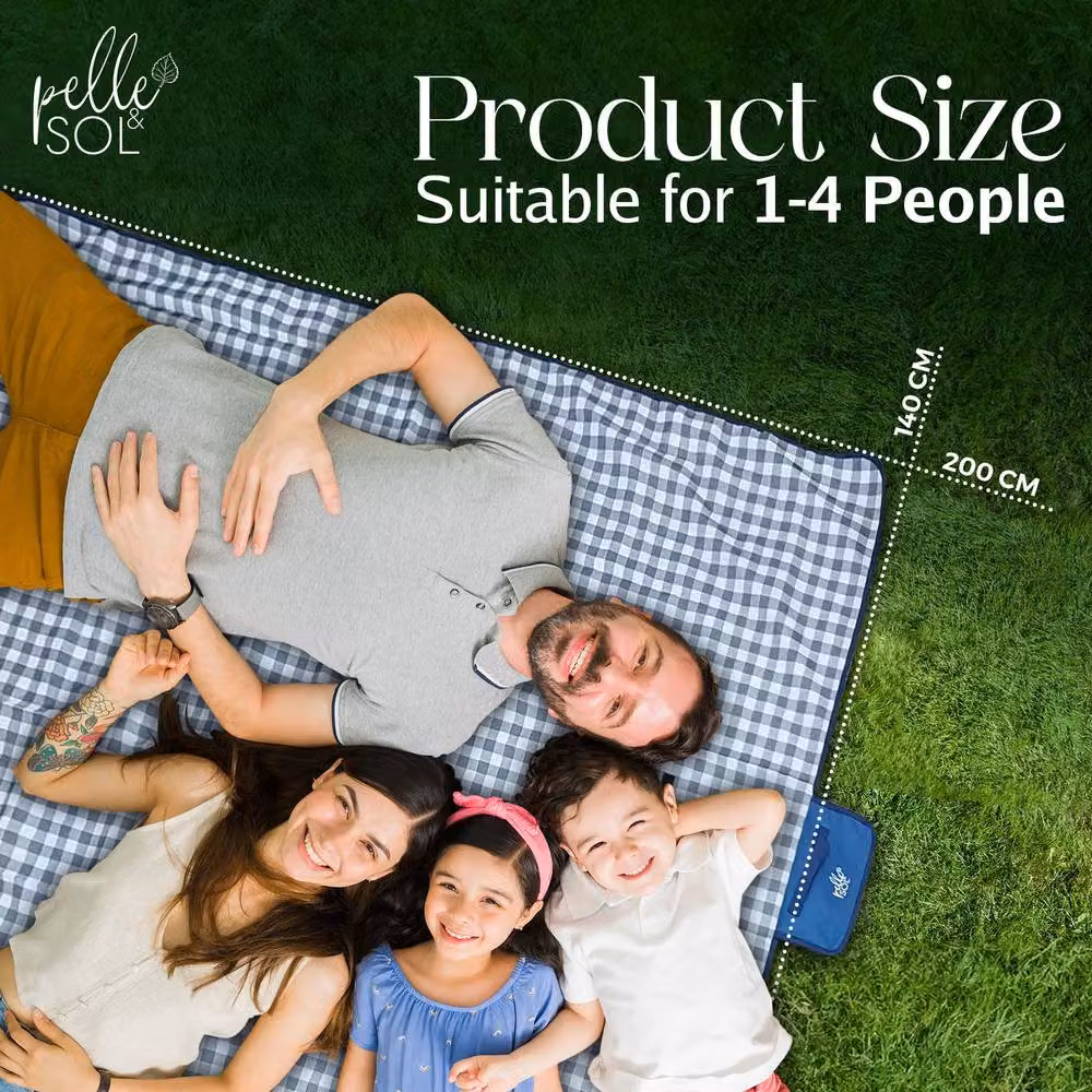 Pelle & Sol Foldable Waterproof Picnic Blanket in Blue and Yellow, W/D/H: 200 x 140 x 1 cm – 6