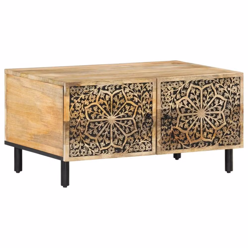 Berkfield Home Mango Wood Coffee Table in Brown, W/D/H: 80 x 50 x 40 cm – 2