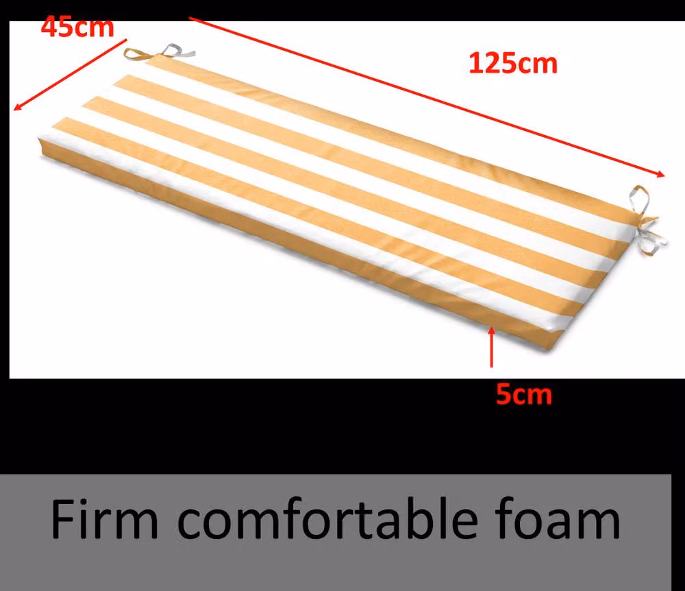 Luxury Living Wide Striped Garden Bench Seat Pad in Yellow and White, W: 125 cm x D: 45 cm x H: 45 cm – 4