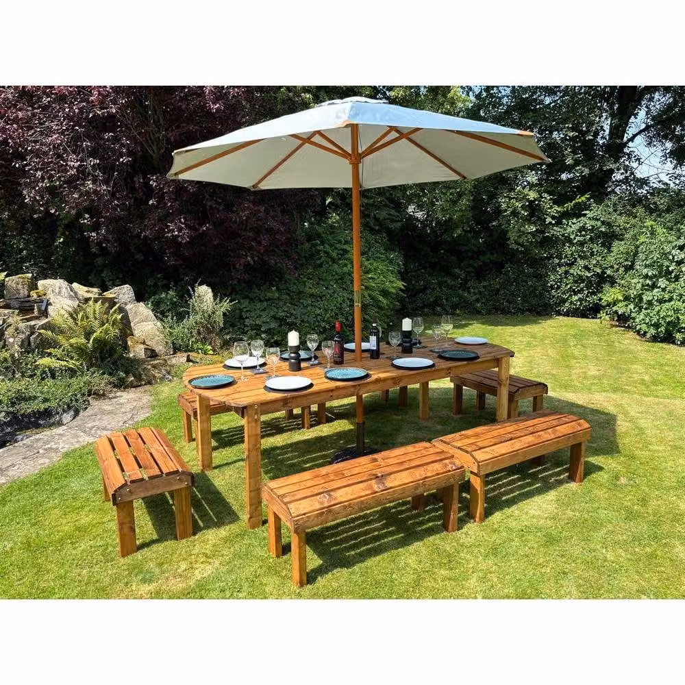 Charles Taylor Ten Seater Garden Furniture Table Set in Rustic Wood, W: 400 cm, D: 216 cm, H: 80 cm – 2