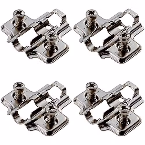 Loops 4 Pack of Bright Zinc Plated Mounting Plates for Soft Close Hinges with Euro Screws – 1