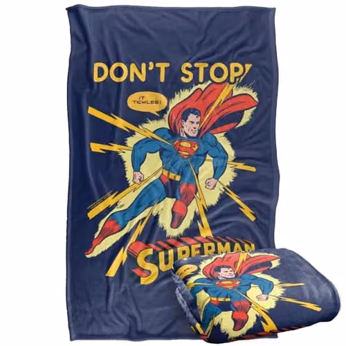 Warner Bros. Superman It Tickles Super Soft Fleece Throw Blanket for Children, Multicolour – 1
