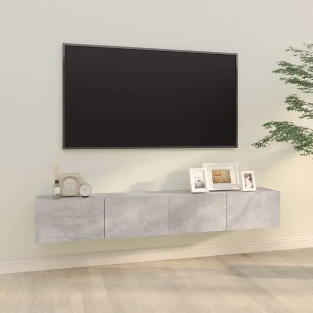 Berkfield Home Wall TV Cabinets, 2 Piece, Concrete Grey, W/D/H: 100 x 30 x 30 cm – 1