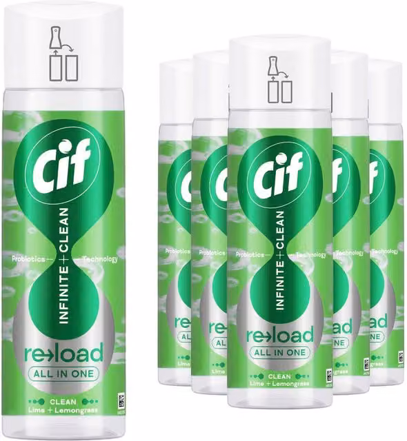 CIF All in One Cleaner Reload Lime and Lemongrass 280ml, 6 Pack in White