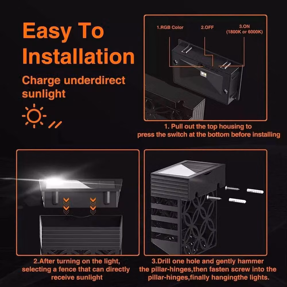 SPETLEK Pack of 4 Super Bright Solar Powered LED Wall Lights in Black with Dusk Sensor for Garden and Terrace – 4
