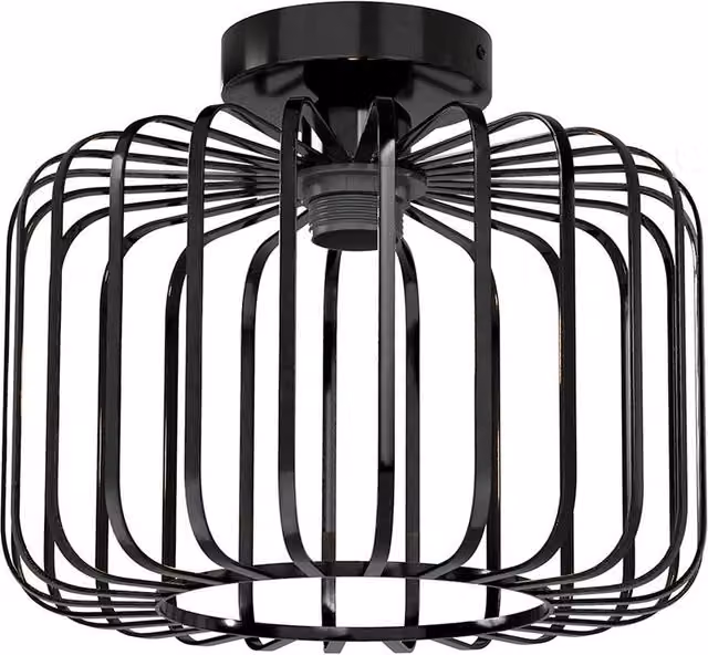 Emitto Industrial Metal Pendant Ceiling Light in Black with E27 Socket