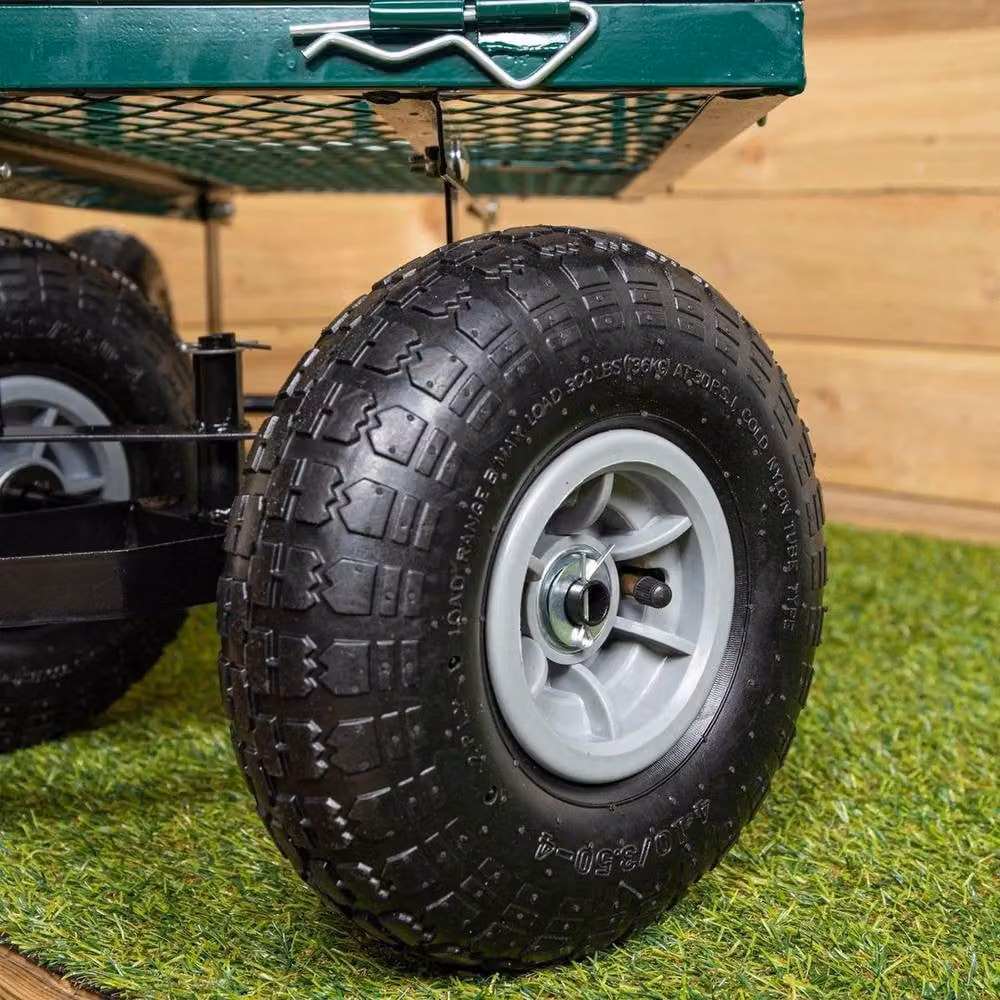 NESTLUNE Heavy Duty Green Metal Garden Festival Cart Trolley Wheelbarrow – 2