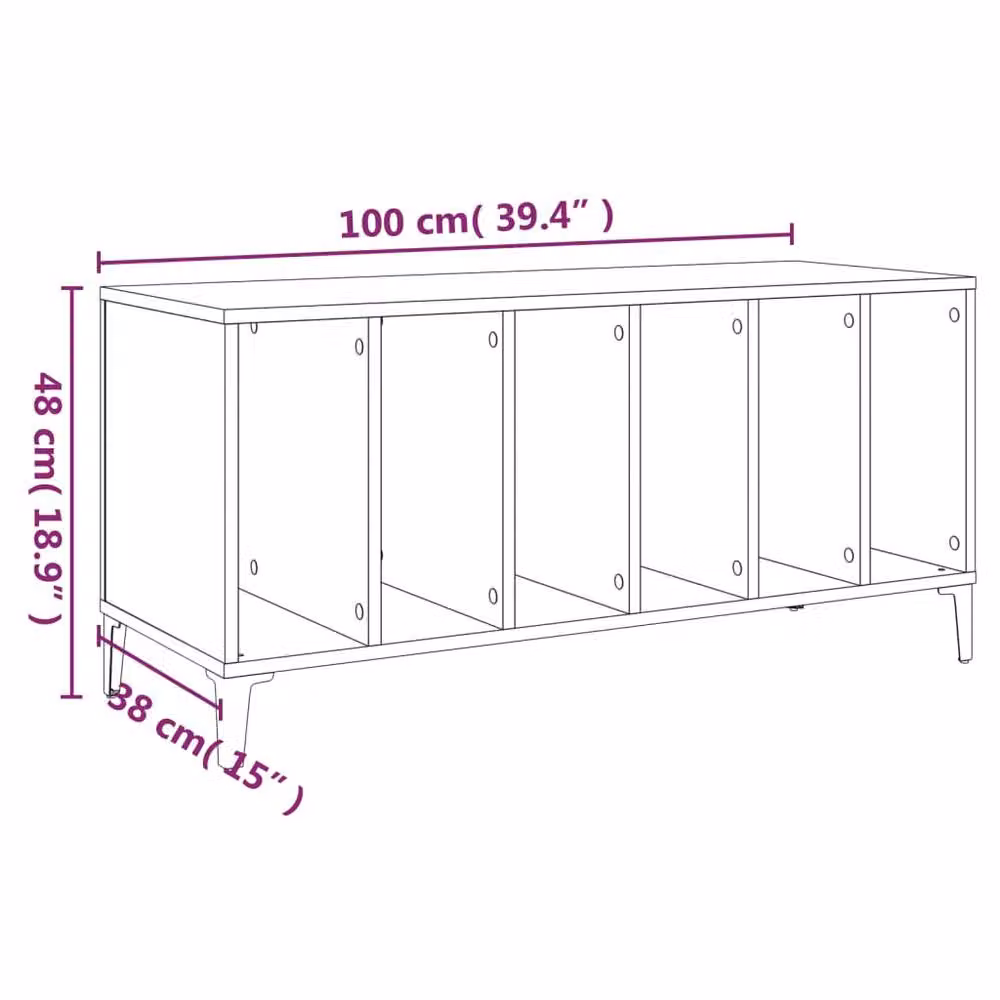 Berkfield Home Record Cabinet in Sonoma Oak Brown, W/D/H: 100 x 38 x 48 cm – 4