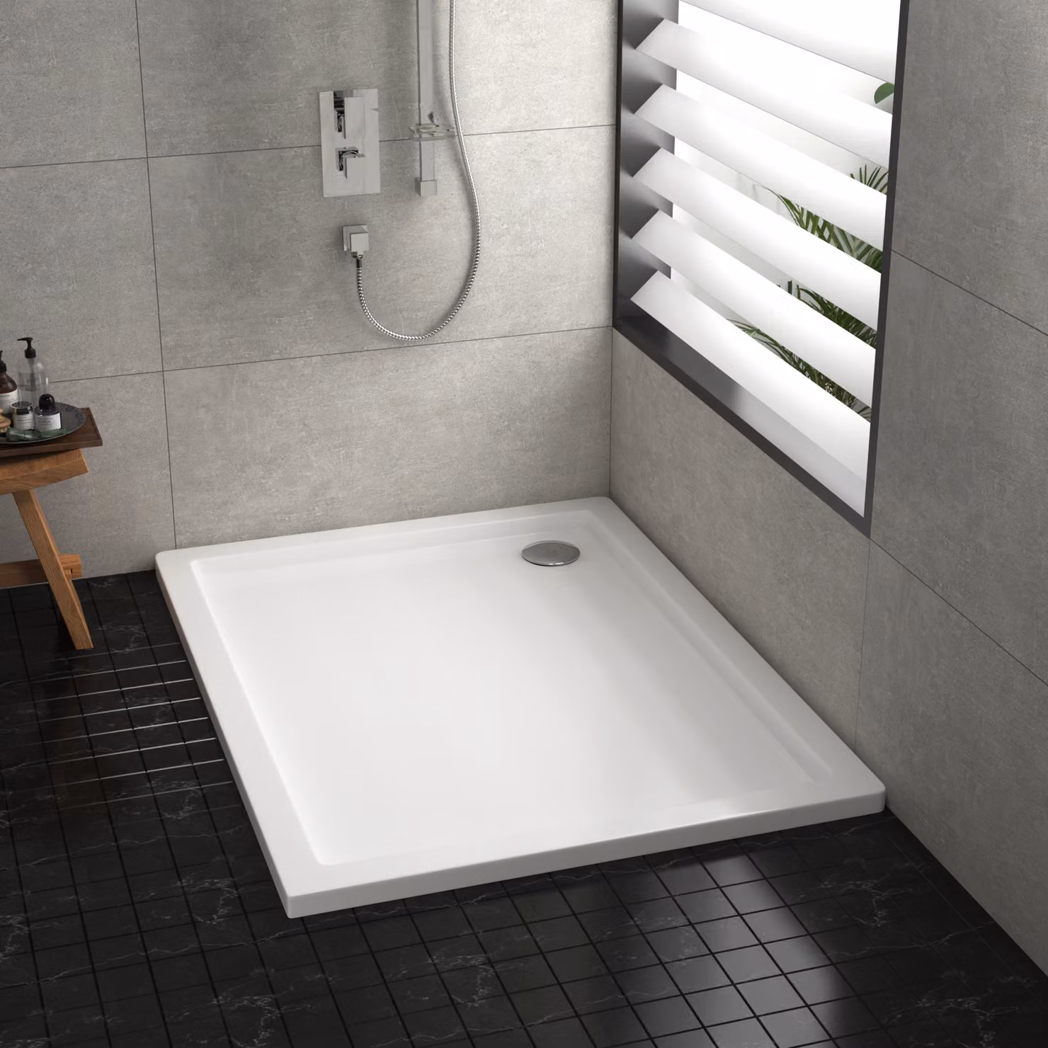 Hudson Reed Rectangular Pearlstone Acrylic Shower Tray, White, W: 110 cm, D: 70 cm, H: 4 cm