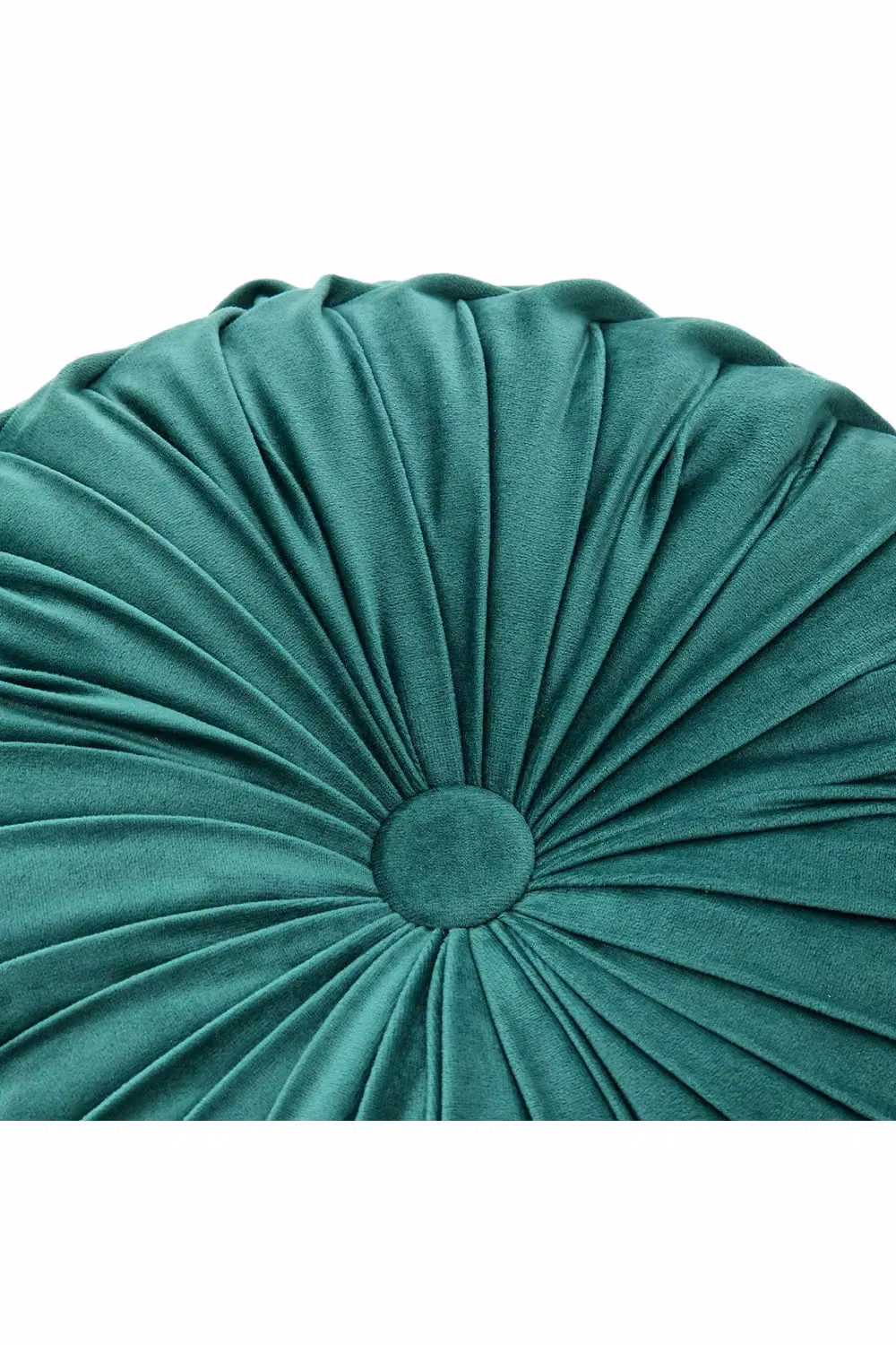 Living and Home Green Round Velvet Pleated Pumpkin Cushion, Diameter: 40 cm – 3