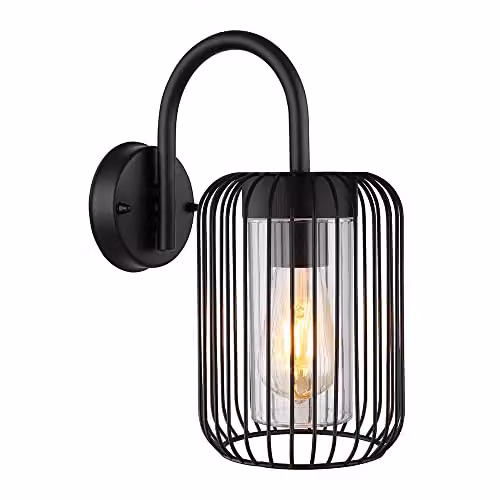 Netlighting by Globo Lighting Black Outdoor Wall Lantern IP44 W/H: 16 x 32.5 cm