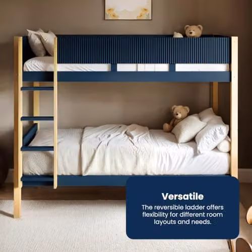 Flair Mateo Detachable Ribbed Bunk Bed in White and Blue, W/D/H: 190 x 90 x 155 cm – 3