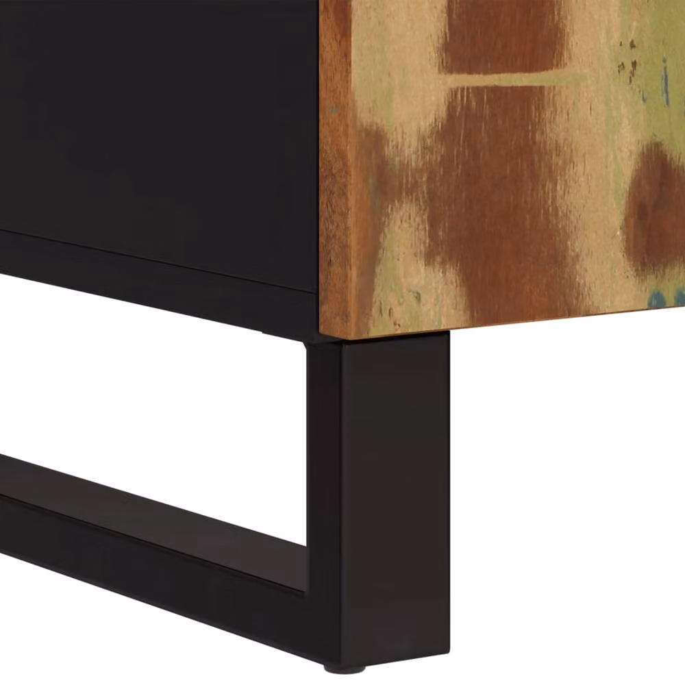Berkfield Home Industrial Sideboard with 2 Doors in Reclaimed Solid Wood and Metal, W/D/H: 90 x 33 x 75 cm – 6