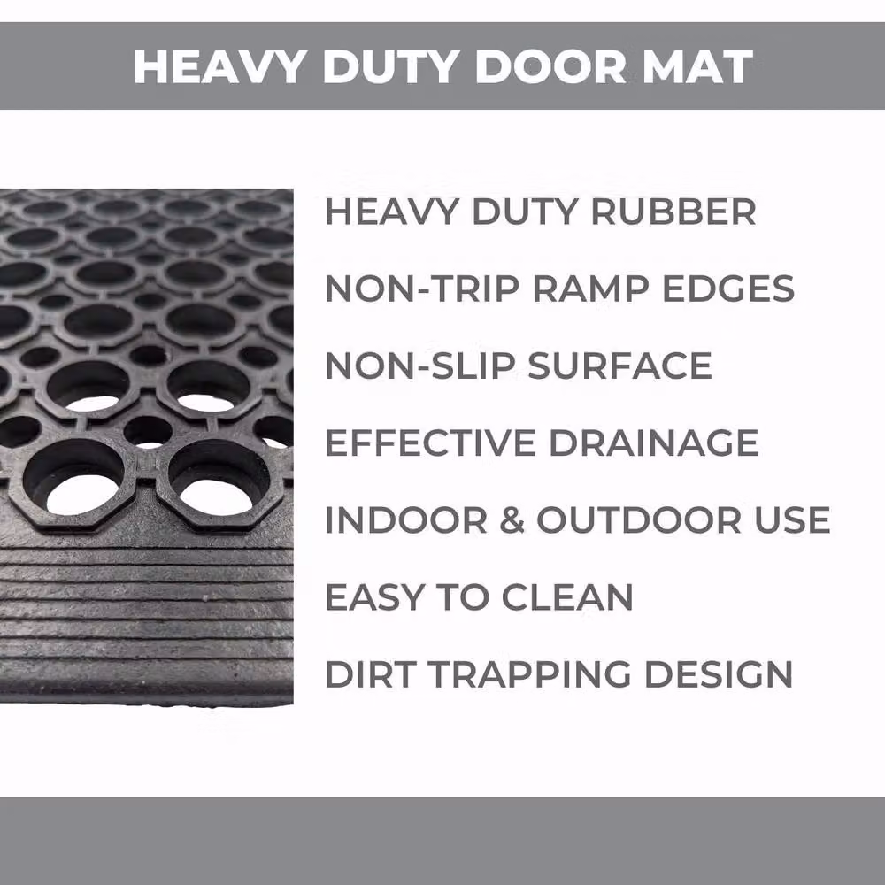 Ark Mat Heavy Duty Non-Slip Rubber Door Mat in Black, W: 80 cm, D: 50 cm – 8