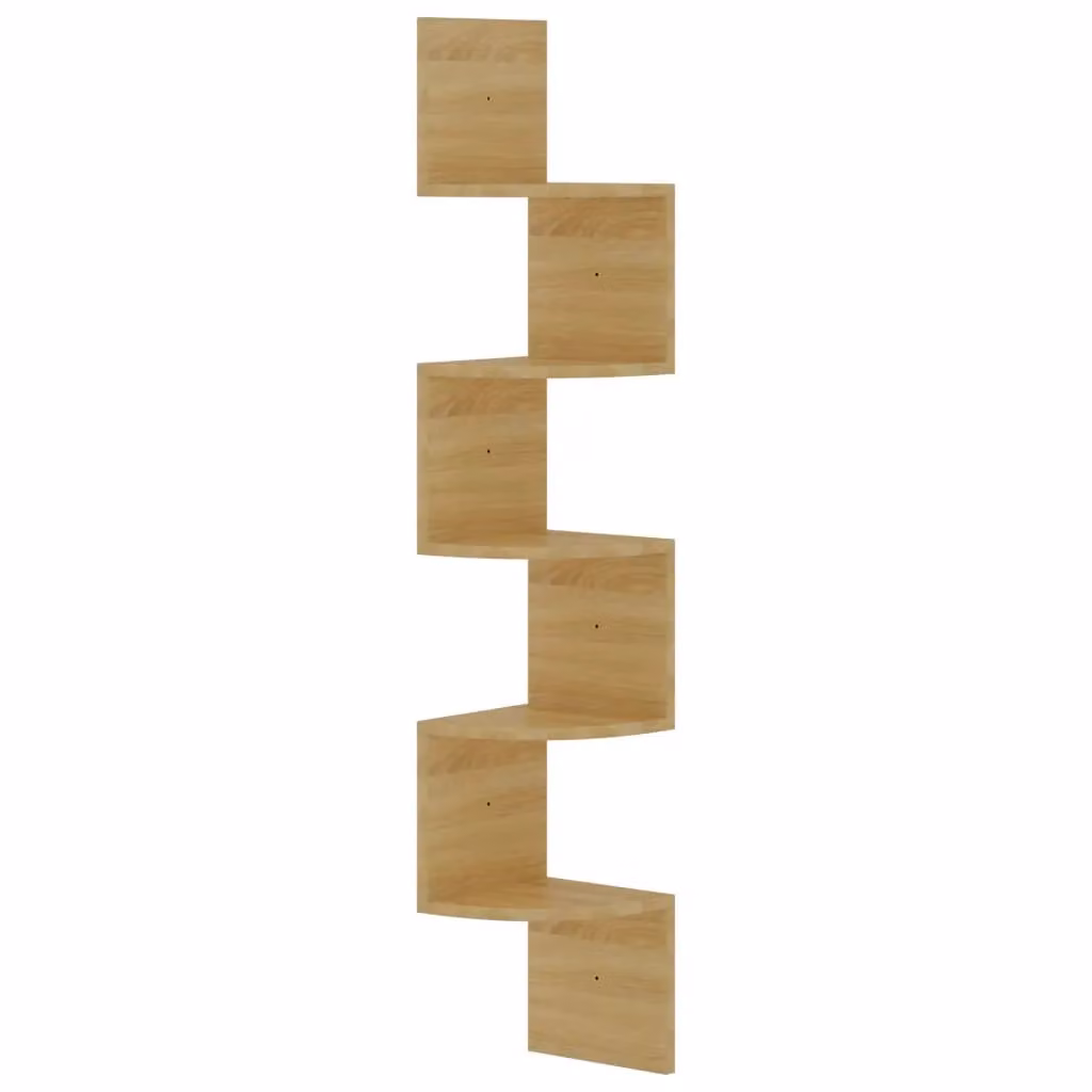 Berkfield Home Wall Mounted Corner Shelf in Sonoma Oak Brown, W/D/H: 19 x 19 x 123 cm – 2