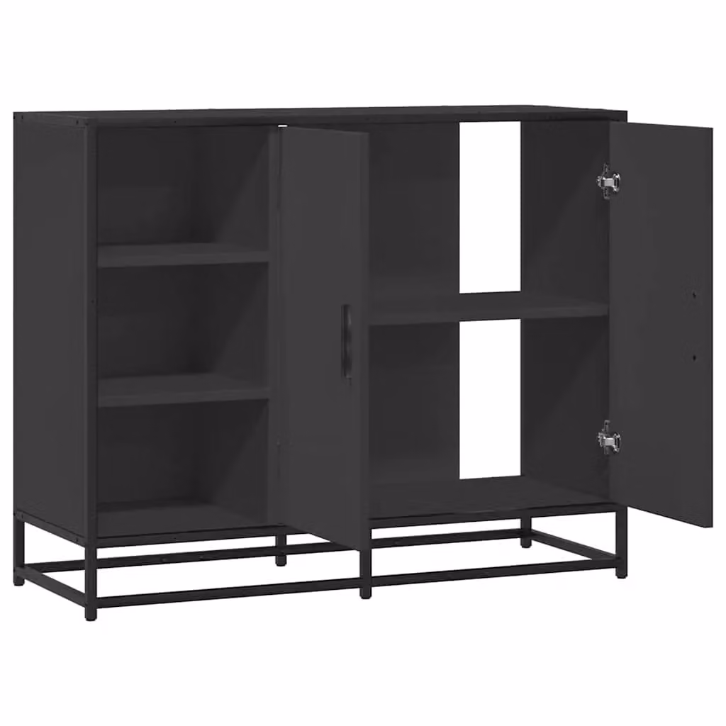Berkfield Home Industrial Black Sideboard in Matt MDF and Metal, W/D/H: 92 x 35 x 76 cm – 3