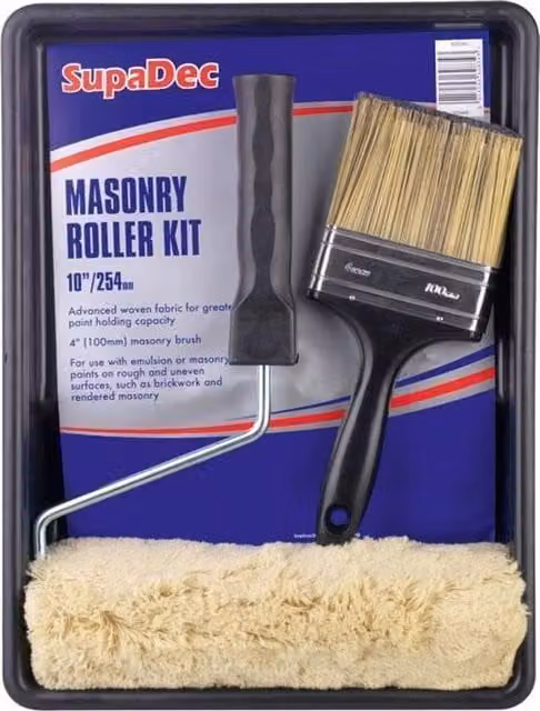 SupaDec Masonry Paint Roller Set with Frame, Brush and Tray in Black – 1
