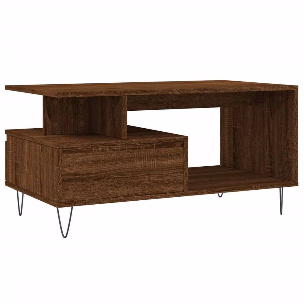 Berkfield Home Modern Coffee Table in Brown Oak, W/D/H: 90 x 49 x 45 cm – 5