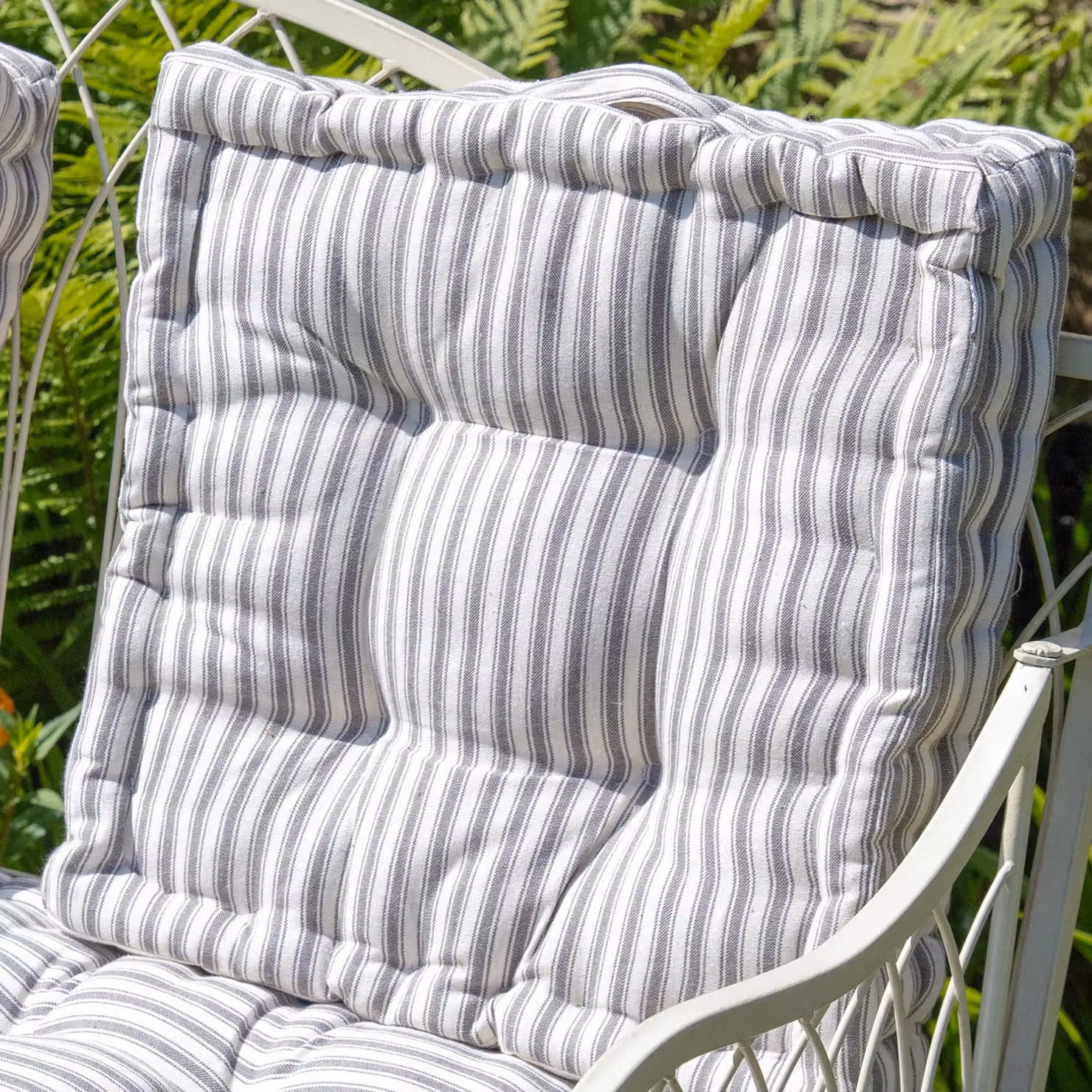 Dibor Set of 4 Grey Striped Outdoor Garden Chair Seat Pad Cushions, W/D/H: 40 x 40 x 40 cm – 3