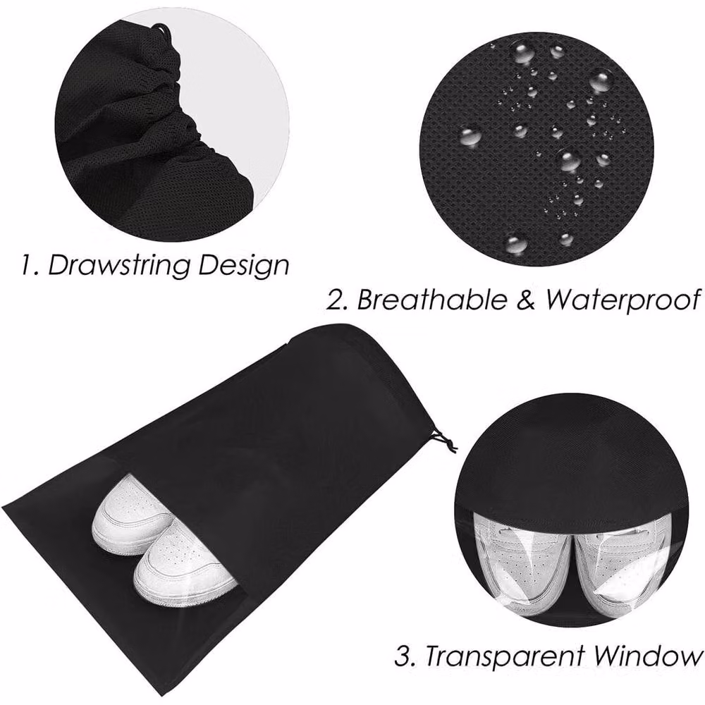 FLAVORA 10-Piece Large Non-Woven Drawstring Shoe Bags in Black, W: 50 cm – 2