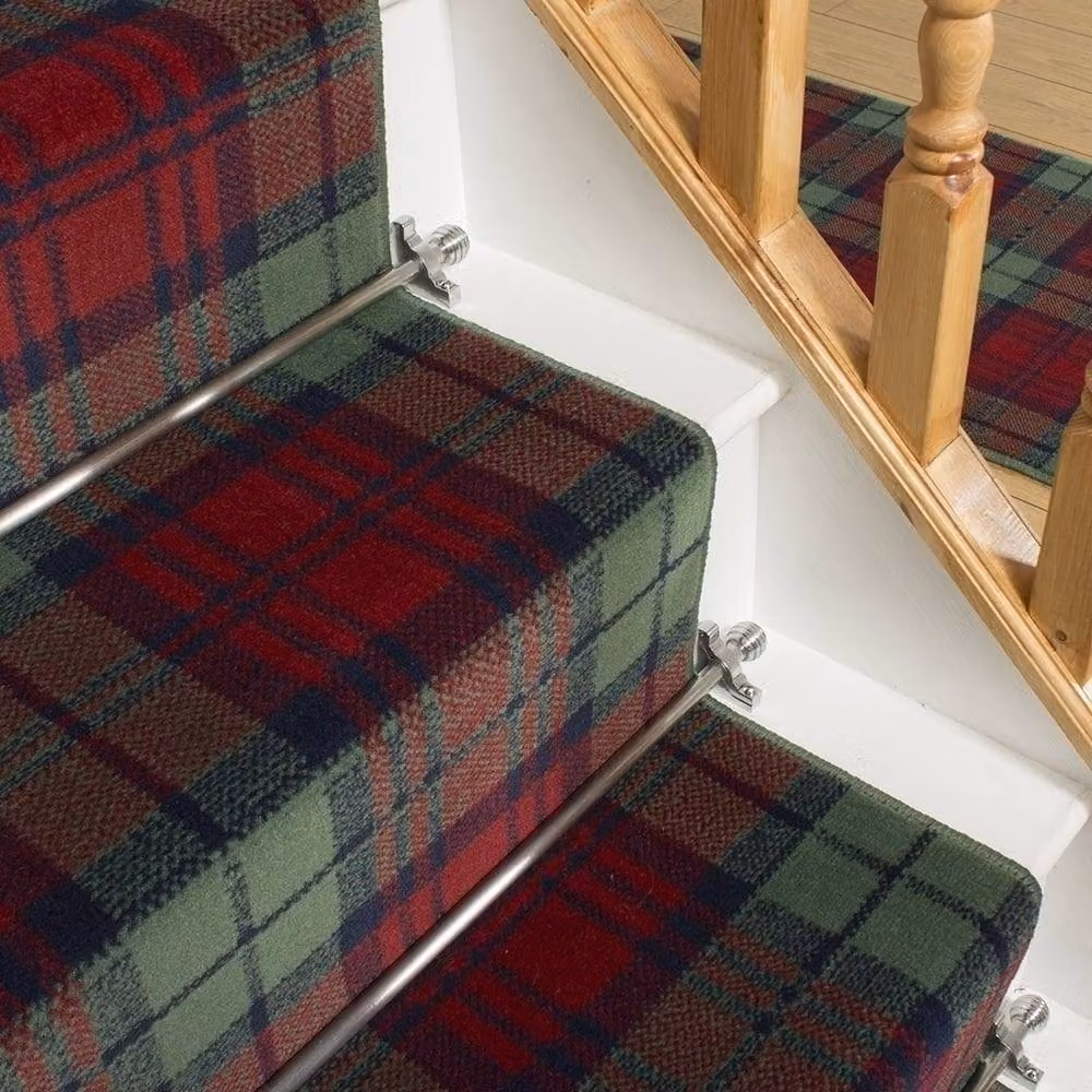 runrug Tartan Stair Runner Carpet in Red, W: 60 cm x L: 630 cm – 3