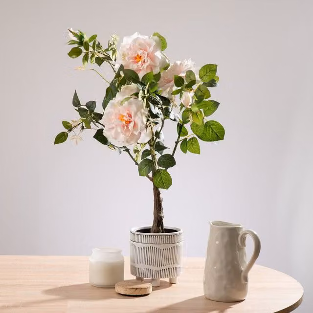 Scottish Everlastings Ltd Pink Real Touch Rose Tree in Green, Height: 75 cm