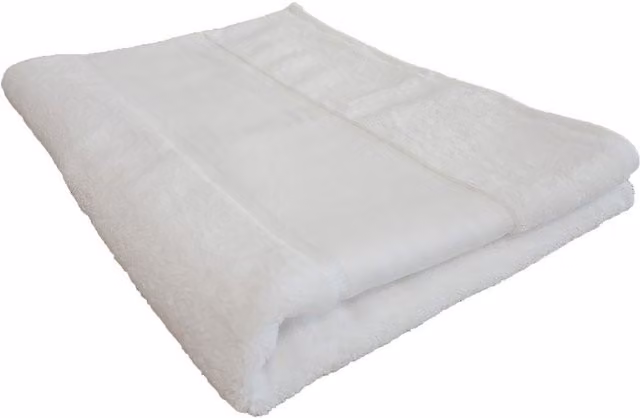 Towel City White Cotton Terrycloth Bath Towel with Border and Hanging Loop