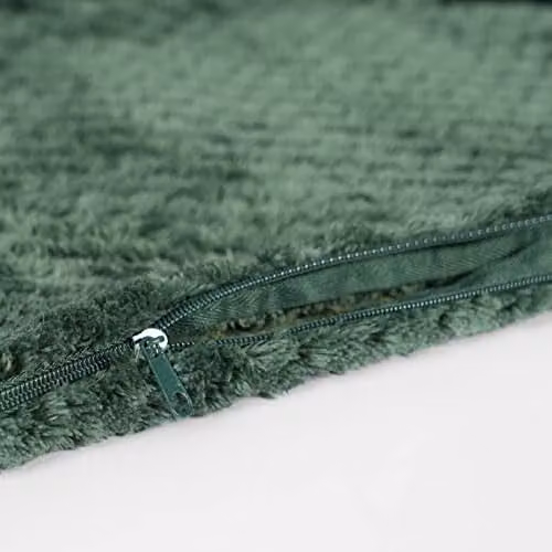 OHS Set of 2 Waffle Fleece Square Cushion Covers, Green, 45 x 45 cm – 5