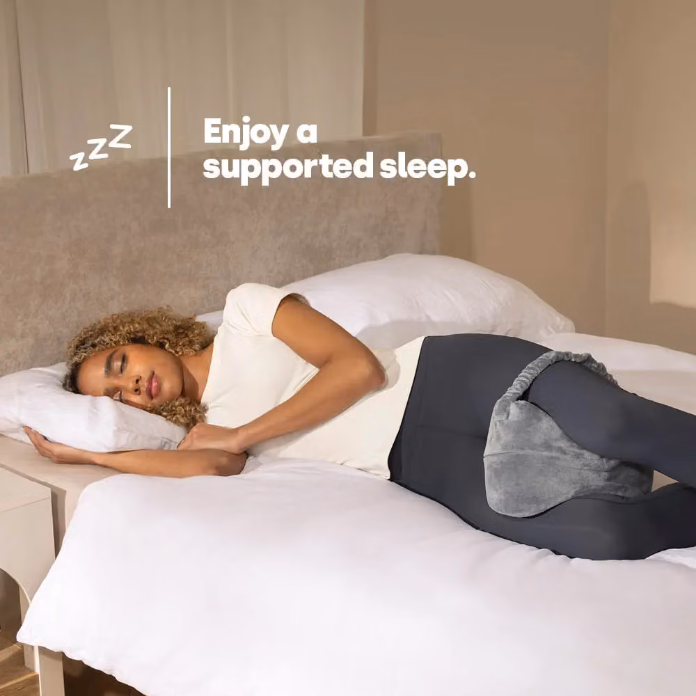 LIVIVO Grey Memory Foam Leg and Knee Pillow for Side Sleepers with Contoured Wedge Shape and Washable Removable Cover – 2
