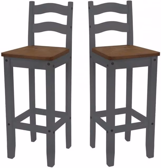 Mercers Furniture Corona Pair of Grey Waxed Pine Bar Stools