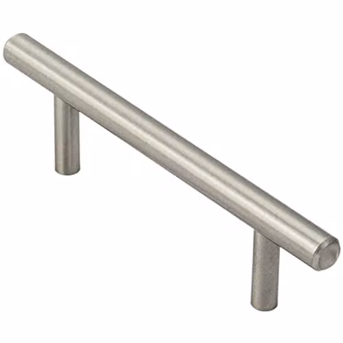 Loops Mini Round T-Bar Pull Handle in Brushed Silver, 100 x 8 mm, 64 mm Fixing Centres