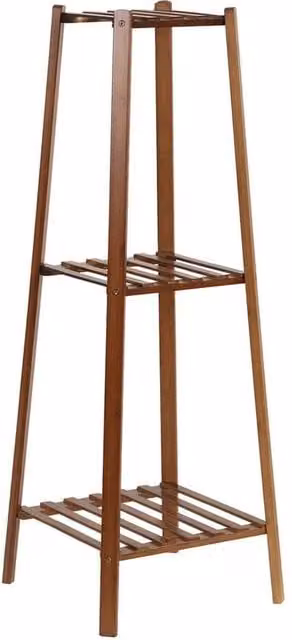 NESTLUNE 3 Tier Tall Bamboo Plant Stand Flower Pot Display in Brown, H 100 cm x W 15 cm – 1