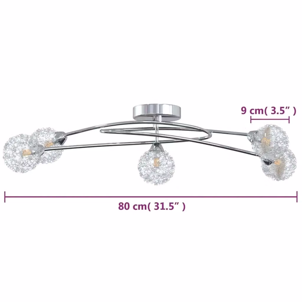 Berkfield Home Modern Ceiling Lamp with Black Mesh Wire Shades for 5 G9 LED Lights