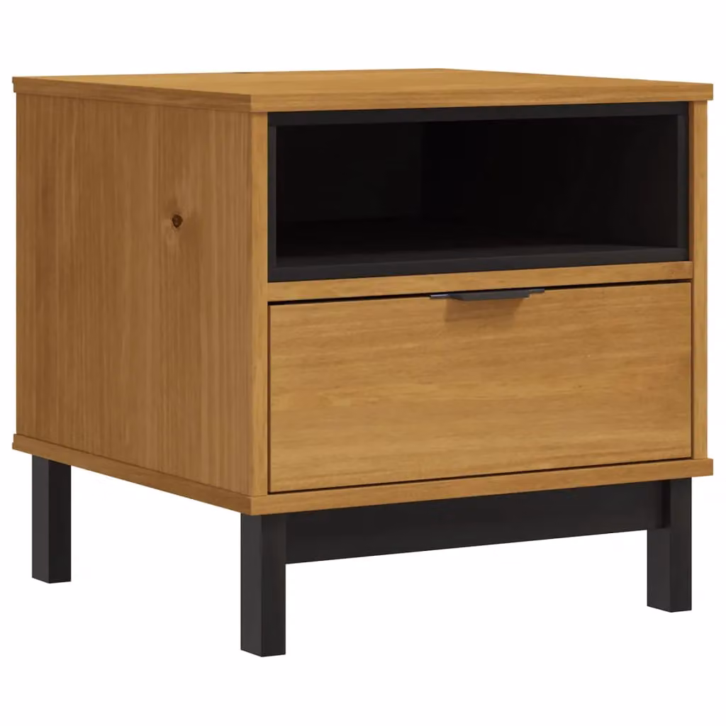 Berkfield Home FLAM Side Table in Brown Solid Pine Wood, W/D/H: 50 x 50 x 50 cm – 2